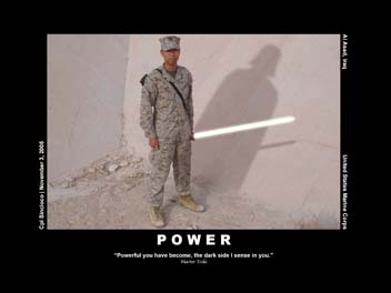 Personal Power poster with an edited lightsaber effect on a military photograph