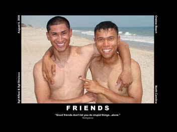 Archival Friends poster showing two friends at the beach