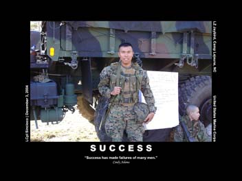 Archival Success poster showing a Marine beside equipment