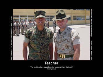 Archival Teacher poster showing Louiery with a Marine instructor
