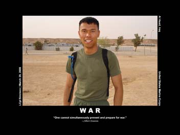 Archival War poster showing Louiery outdoors during his military years